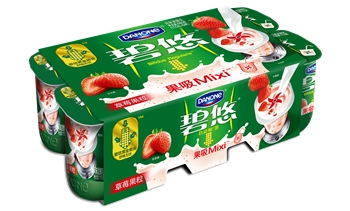 达能碧悠果吸草莓果粒全脂风味发酵乳115g*6